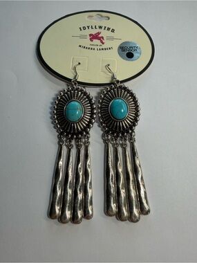 Idyllwind Turquoise and Silver Dangle Fringe Earrings